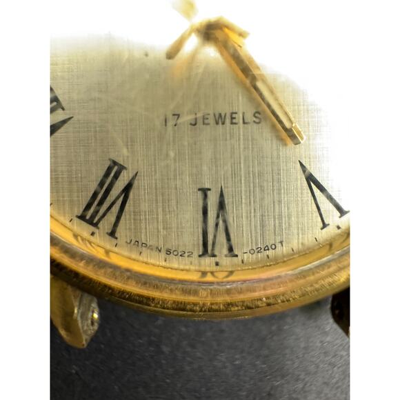 Vintage BENRUS Men\'s Date Watch 17 Jewels Gold Tone Silver Dial 30mm No Band